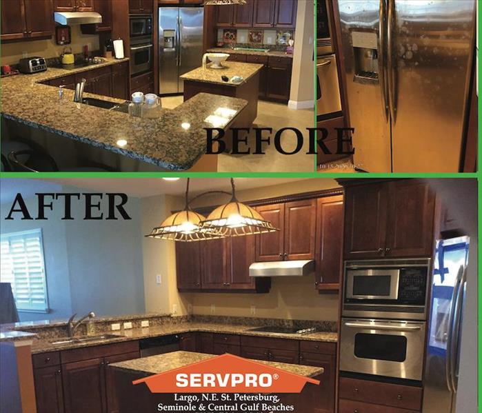 Before and after photo of a kitchen.