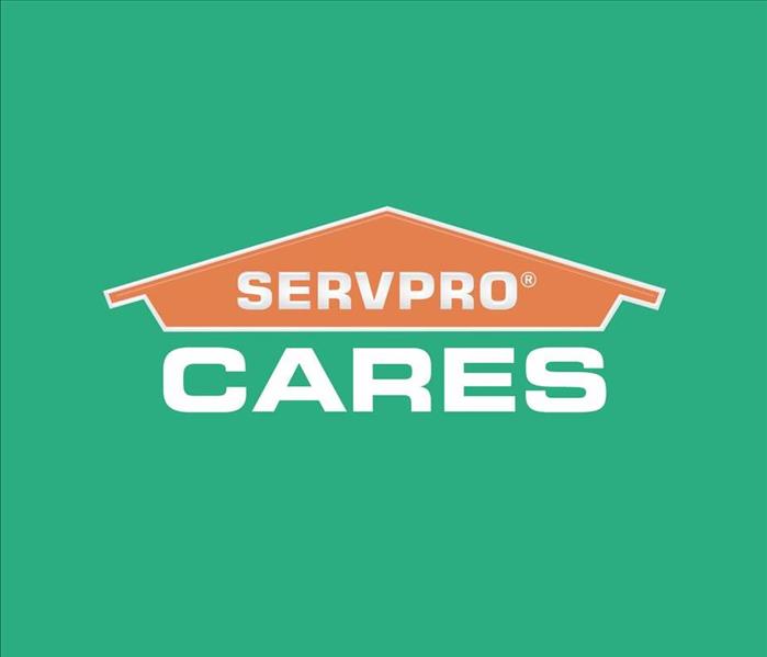 SERVPRO logo with the word CARES on a green background